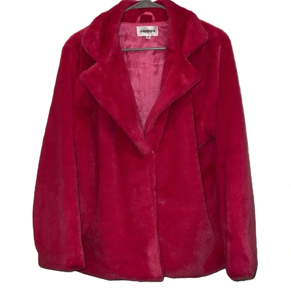 Vigoss Hot Pink Faux Fur Teddy Jacket- Size M- NWOT - Picture 3 of 8